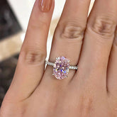 3.5 Carat Oval Cut Pink Stone Engagement Ring For Sale Mychicdress